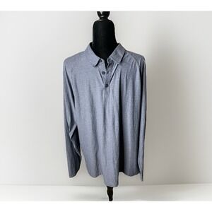 RHONE Mens Long Sleeve Polo Blue‎ XXL